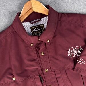 Mississippi State Bulldogs Drake Waterfowl Shirt Large Red Wingshooter Prep